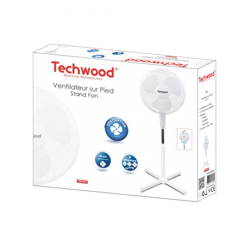 Techwood - Techwood 40 Watts Ventilateur Sur Pied 40cm - 3 Vitesses De Ventilation - Reglage : - Hauteur - Oscillation - Orientation Techwood - Climatisation Techwood