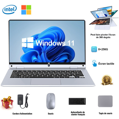 VANWIN - PC Portable 11.6"Intel+8Go RAM+SSD 256Go+Windows11+Wi-Fi+Bluetooth+écran tactile+rotation 360°Ordinateur portable Tablette PC 2 en 1 VANWIN  - PC Portable Tactile