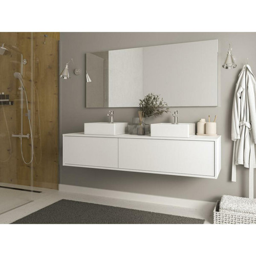 Vente-Unique - Meuble sous vasque suspendu - Coloris blanc - L150 cm - ISAURE II Vente-Unique - meuble bas salle de bain Design