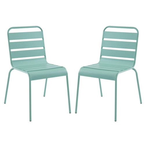 Chaises de jardin Vente-Unique Lot de 2 chaises de jardin empilables en métal - Vert amande - MIRMANDE de MYLIA
