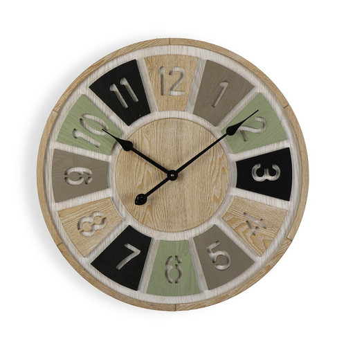 VERSA - Horloge Murale pour Salon Cutshin 60x4,5x60cm,Bois MDF, Gris, noir et marron VERSA  - Horloges, pendules