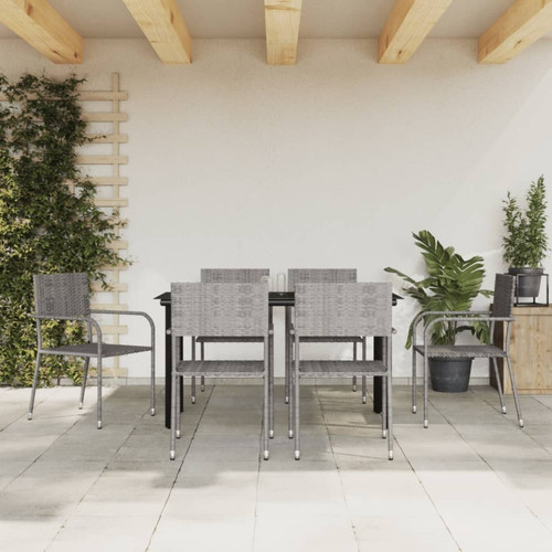 Ensembles tables et chaises Vidaxl vidaXL Ensemble à manger de jardin 7pcs gris/noir résine tressée/acier