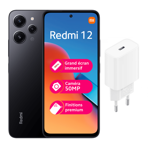 XIAOMI - Redmi 12 4G 256G + chargeur MI 20W XIAOMI  - Smartphone Petits Prix Smartphone