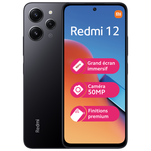 XIAOMI - Redmi 12 - 4G - 4/256 Go - Noir XIAOMI  - Xiaomi Redmi Téléphonie