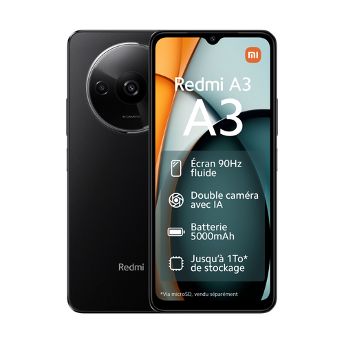 XIAOMI - Redmi A3 - 4G - 4/128 - Noir XIAOMI  - Xiaomi Redmi Téléphonie
