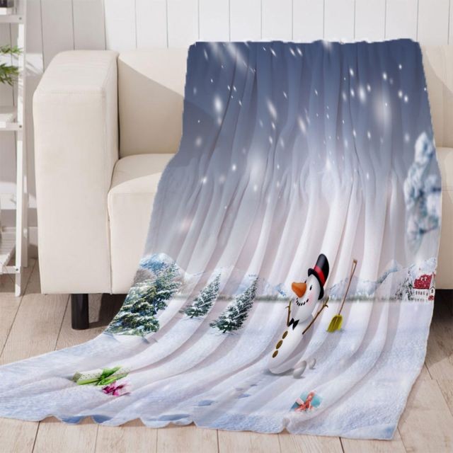 Literie de relaxation marque generique impression numérique flanelle couverture lit canapé jeter sleigh_2 150x200cm