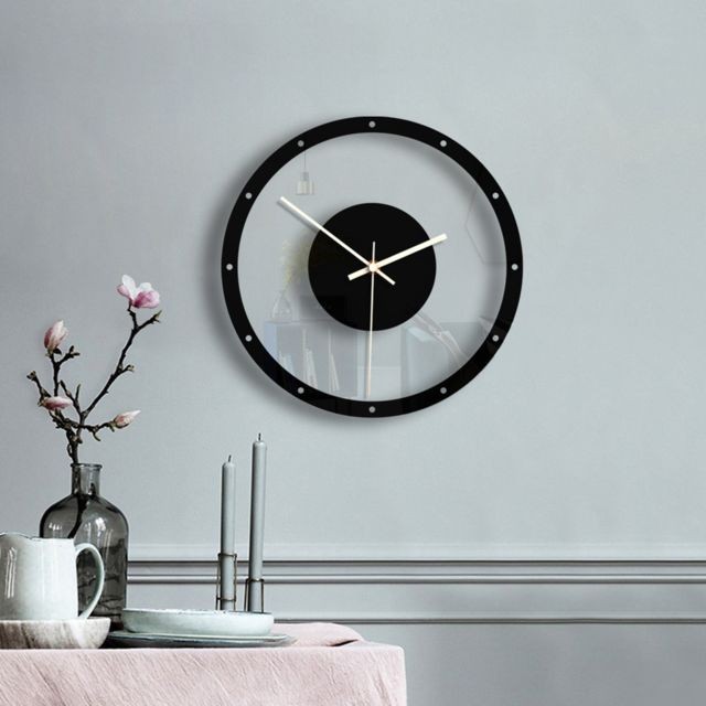 Generic - Horloge murale de style nordique Horloge acrylique transparente silencieuse - Noir Generic  - Décoration