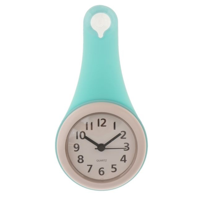 Horloges, pendules marque generique Horloge murale résistante à l'eau de salle de bains avec le mouvement silencieux de balayage bleu
