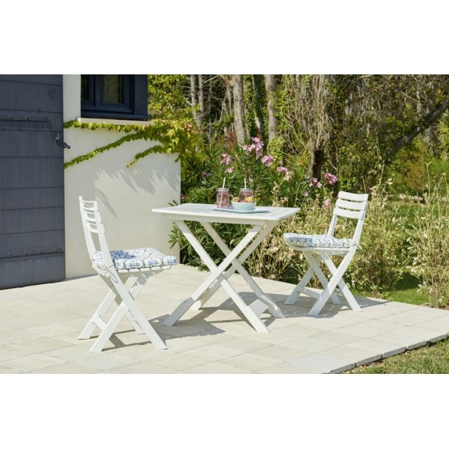 Carrefour - Set Balcon 1 table + 2 chaises - Blanc Carrefour - Ensembles tables et chaises Pliable
