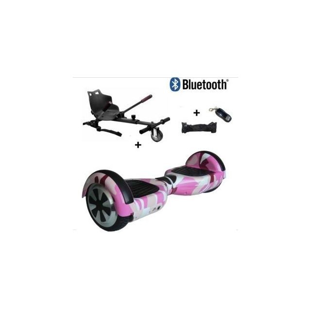 Air Rise - PACK HOVERBOARD 6.5 POUCES LED Camouflage ROSE ET HOVERKART NOIR Air Rise - Air Rise