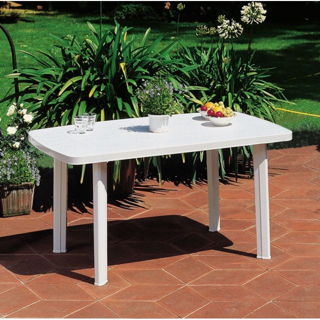 Carrefour - FARO - Table de jardin rectangulaire - Blanc - 909908 Carrefour - Meuble paiement en plusieurs fois