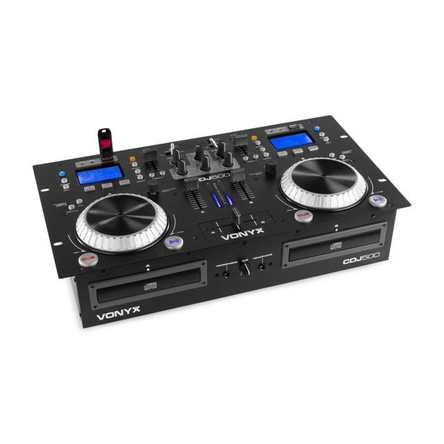 Tables de mixage Vonyx  Vonyx CDJ500 Station de mixage DJ 2 lecteurs CD Bluetooth 2x USB 2 canaux