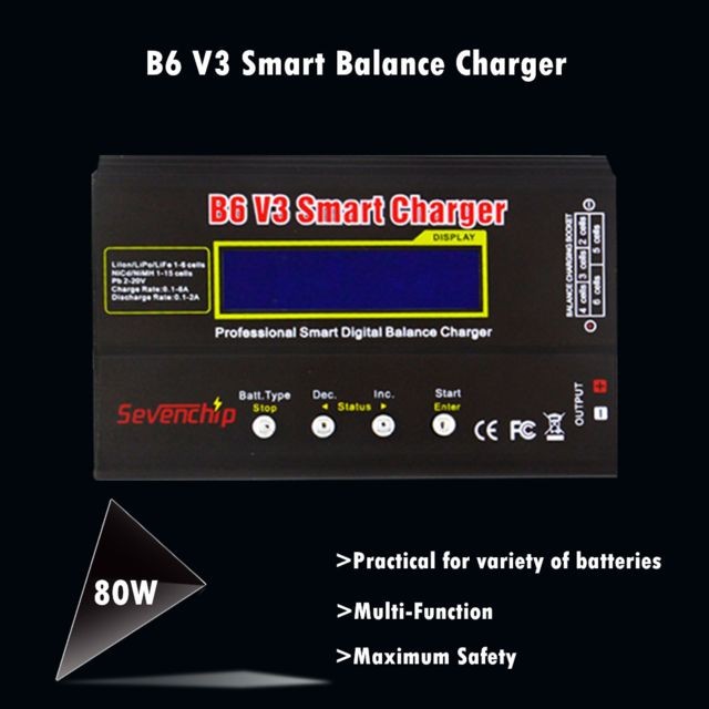 Accessoires drone connecté Generic B6 V3 Smart Balance Chargeur 80W numérique Discharger Pour RC LiPo NIMH