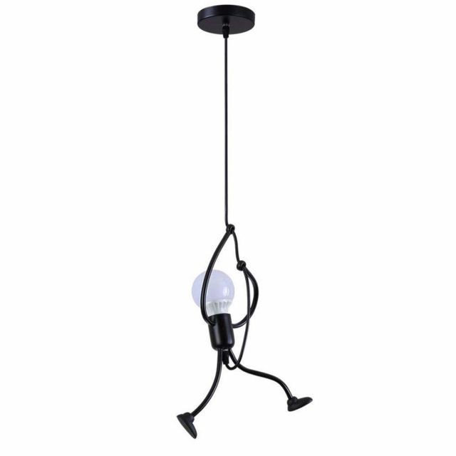 Stoex - Lustre Suspension Fer Gens Design Petite Personne Créatif Luminaire pour Salon Chambre Enfant, E27 Noir Stoex - suspension métal noir Suspensions, lustres
