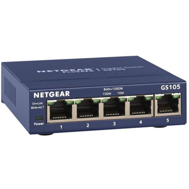 Netgear - Switch 5 ports - GS105GE- Bleu Netgear  - Switch