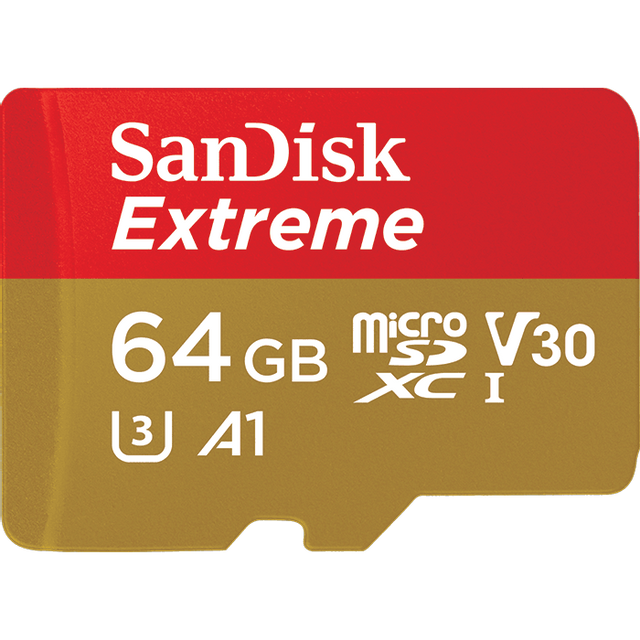 Sandisk - Carte micro SD 64 Go Extreme  + SD Adaptateur + Rescue Pro Deluxe 100MB/s A1 C10 V30 UHS-I U3 Sandisk  - Carte mémoire
