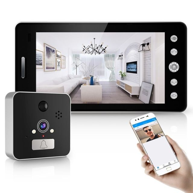 Wewoo - Interphone vidéo 1080P Visiophone sans fil Portier moniteur 5 pouces version Android Caméra de surveillance à distance par smartphone Wewoo - Wewoo