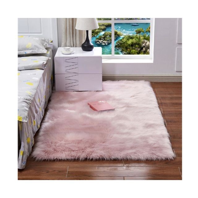 marque generique - YP Select Super doux tapis en fourrure de peau de mouton faux tapis de plancher de chambre à coucher rose clair 90 * 90cm marque generique  - Tapis