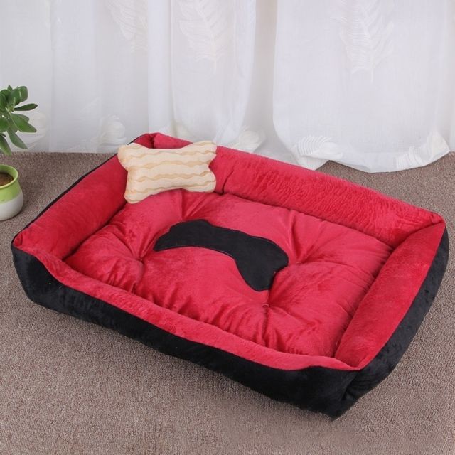 Wewoo - Panier pour chien Coussin tapis de chat pour avec motif d'os chien, grand chenil chaud et doux, Taille: XL, 90 × 70 × 15cm (Noir Rouge) Wewoo - Wewoo