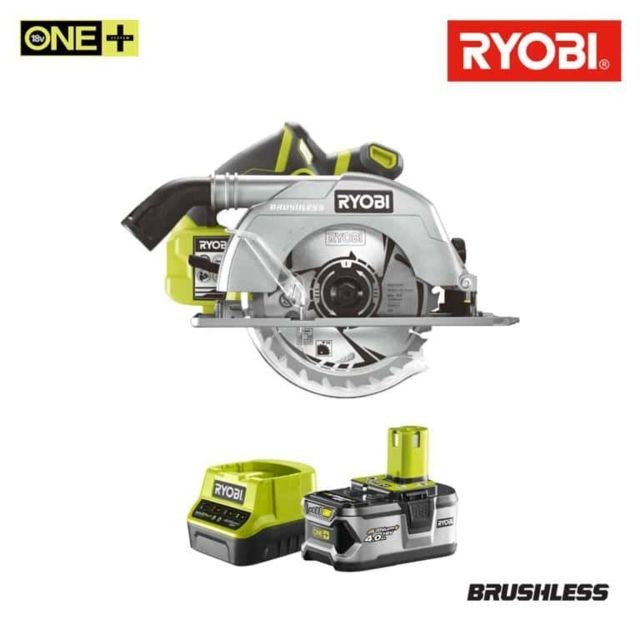 Ryobi - Pack RYOBI Scie circulaire Brushless 18V OnePlus 60mm R18CS7-0 - 1 batterie 4.0Ah - 1 chargeur rapide 2.0Ah RC18120-140 Ryobi - Scies circulaires Plongeante