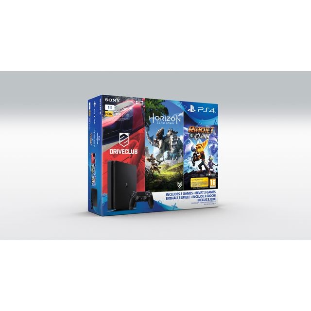 Sony - PS4 1 To Chassis D Black + Horizon Zero Dawn + Ratchet & Clank + Drive Club Sony  - PS4