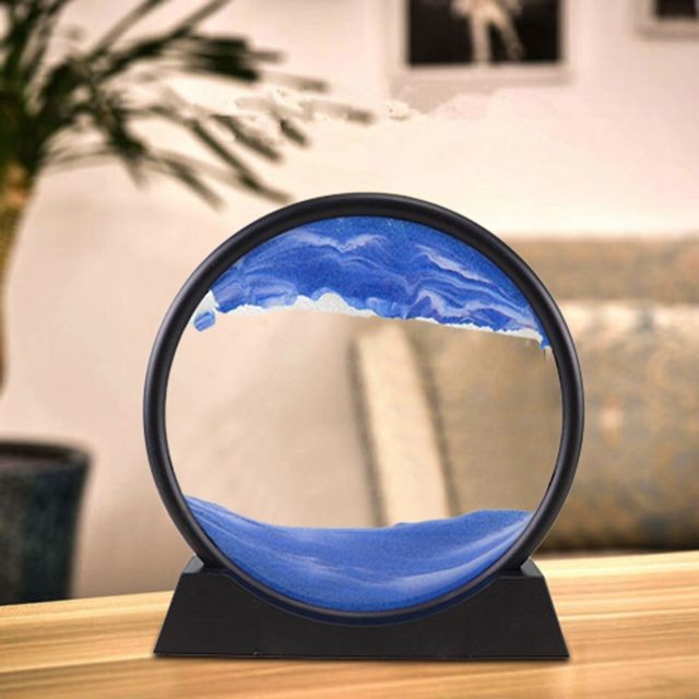 Tableaux, peintures Generic Sablier 3D Paysage naturel qui coule sur le sable avec sablier à grain mobile - Bleu