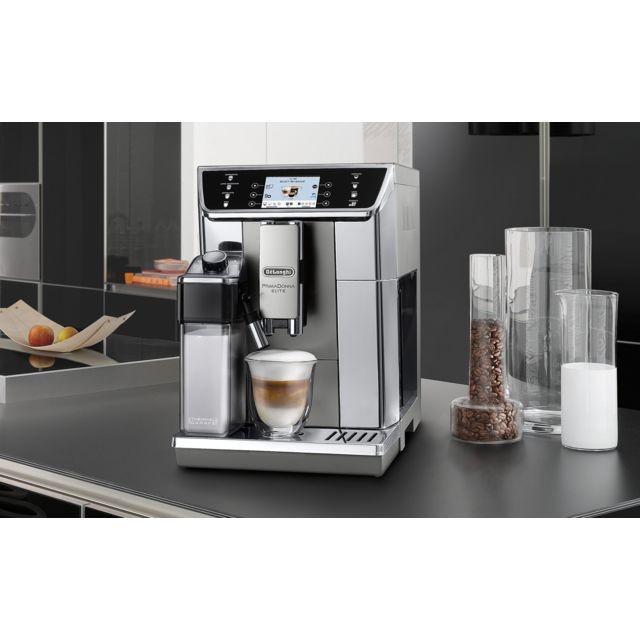 Expresso - Cafetière Delonghi machine à expresso automatique avec broyeur connecté pour Café en grains et moulu 1450W gris noir