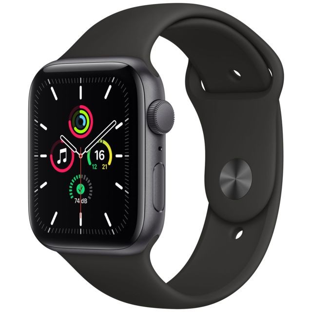 Apple - Watch SE - GPS - 44 - Alu Gris Sidéral / Bracelet Sport Noir - Regular Apple - Idées cadeaux pour Noël Objets connectés