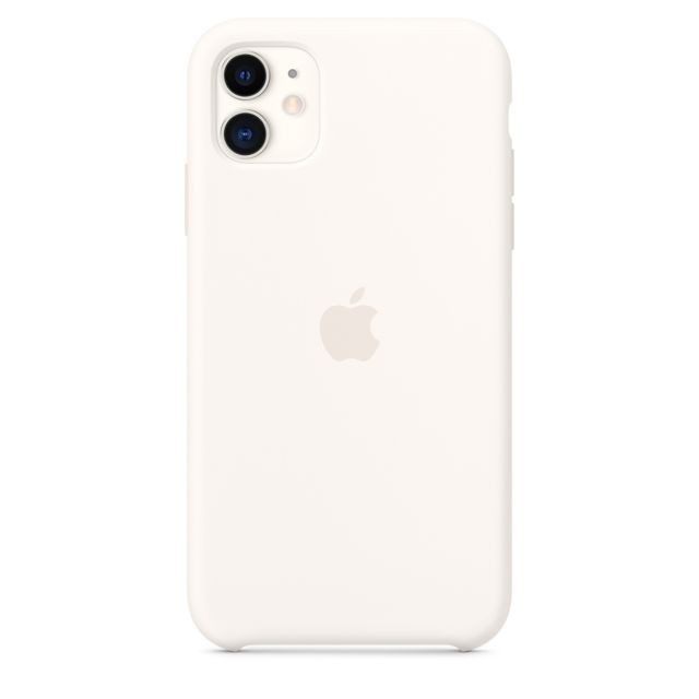 Apple - Coque en silicone iPhone 11 - Blanc Apple - Chargeur iPhone Accessoires et consommables
