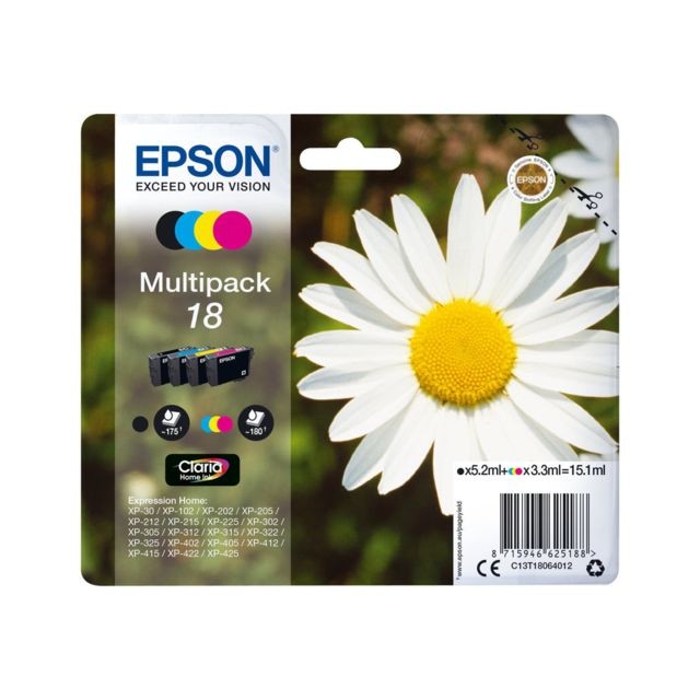 Epson - Pâquerette CT BK+3CL 18 CLARIA Epson - Cartouche d'encre pour imprimante EPSON Cartouche d'encre